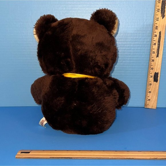 Vintage Cuddle Wit Brown Cream Teddy Bear 15" Plush Stuffed Animal Yellow Ribbon - Picture 7 of 11